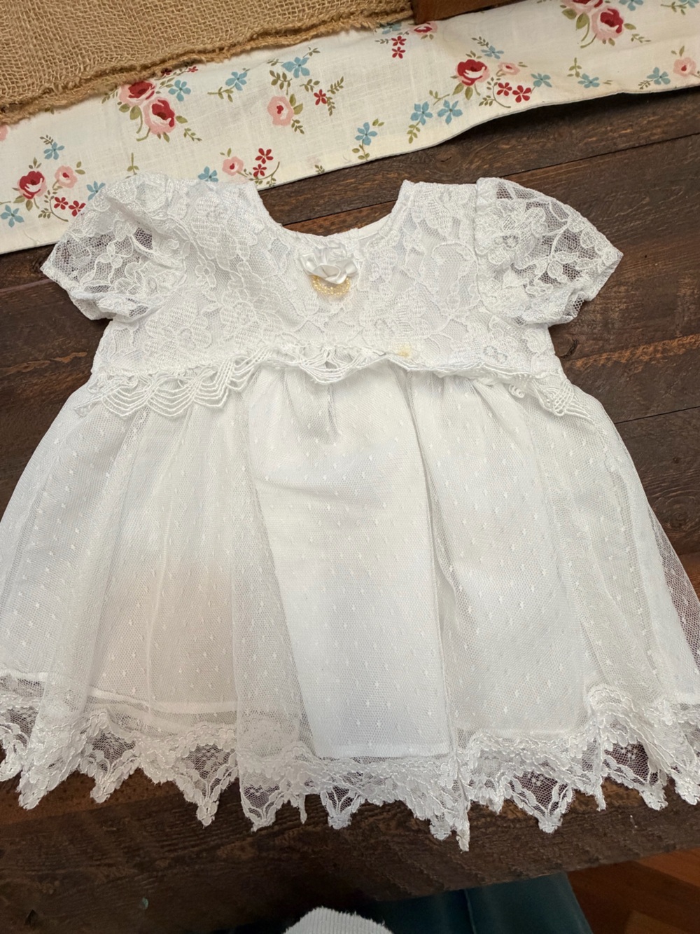 Rare find! VIntage 1990's Jo Lene 18M Baby Girl's White Lace dress baptism GUC